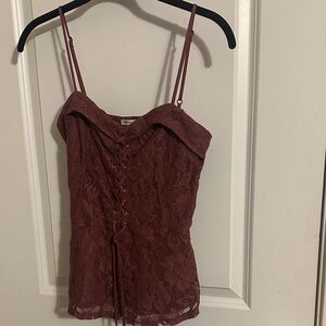 Express Lace-Up Camisole in Rich Brown